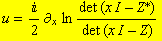 u = /2∂_x ln (det (x I - Z^*))/(det (x I - Z))